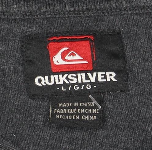 Quiksilver Men’s Grey Henley Short Sleeve T-Shirt Size L