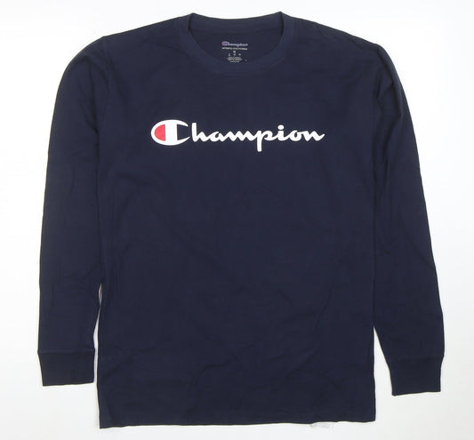 Champion Men's Blue Long Sleeve Crew Neck Sports T-Shirt M