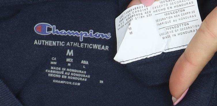 Champion Men's Blue Long Sleeve Crew Neck Sports T-Shirt M