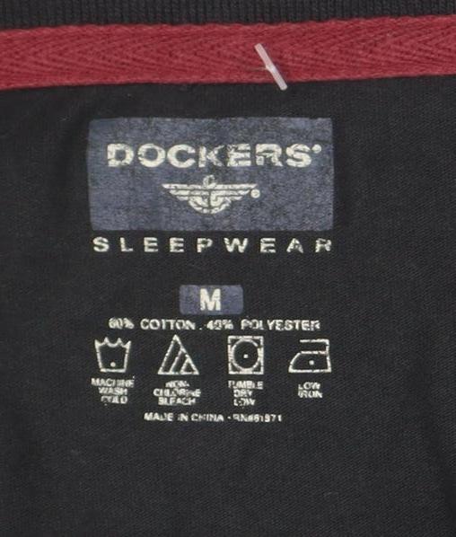 Dockers Men Black Long Sleeve Henley T-Shirt Size M Regular Fit