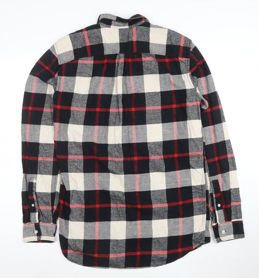 GAP Men's Multicoloured Check Flannel Button-Up Shirt Size M