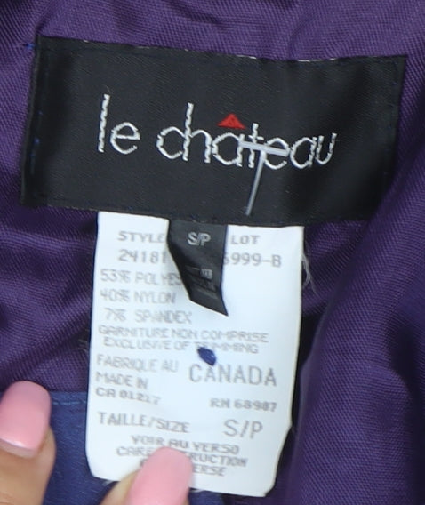 Le Chateau Women's Blue Satin Slim Fit Mid-Length Blazer Size S