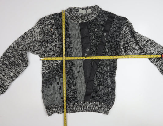 Get Worn Men's Grey Chunky Knit Acrylic Pullover Jumper L