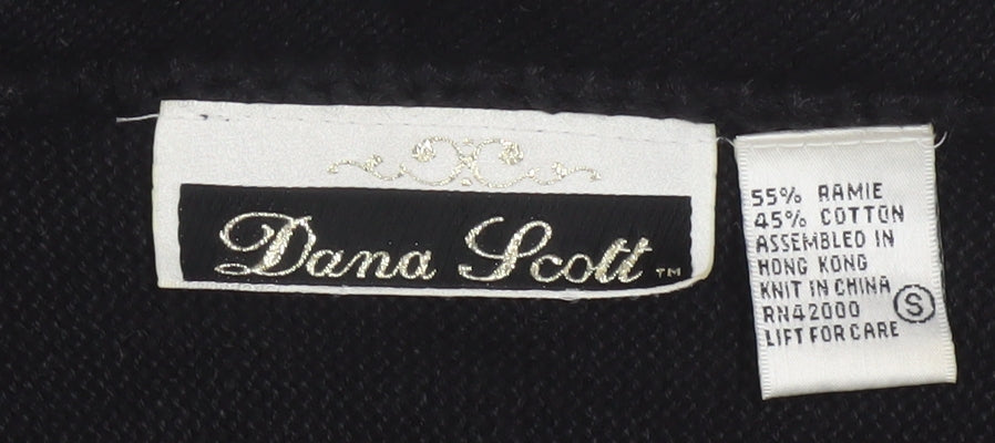 Dana Scott Women Black Beaded Crew Neck Christmas Jumper Size S
