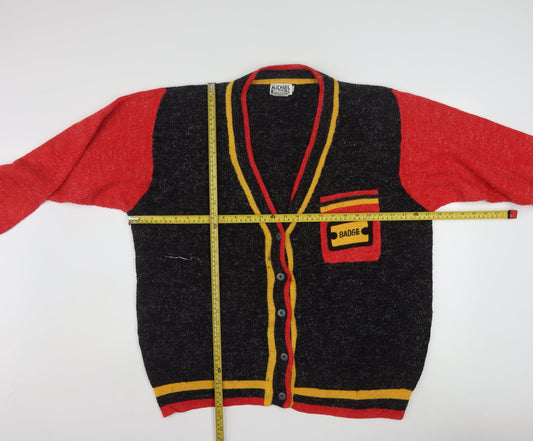 Michel Sport Men's Multicoloured Retro V-Neck Button Cardigan M