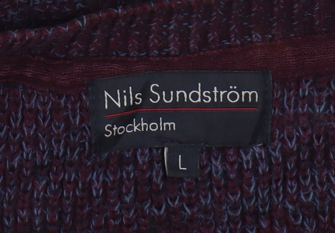 Nils Sundström Men’s Purple Cotton Knit Crew Neck Jumper L