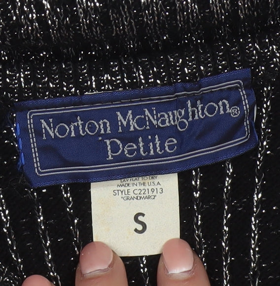Norton McNaughton Petite Women's Black Metallic V-Neck Knit Jumper S