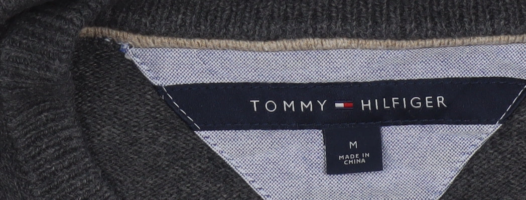 Tommy Hilfiger Men's Grey M Crew Neck Cotton Knit Jumper