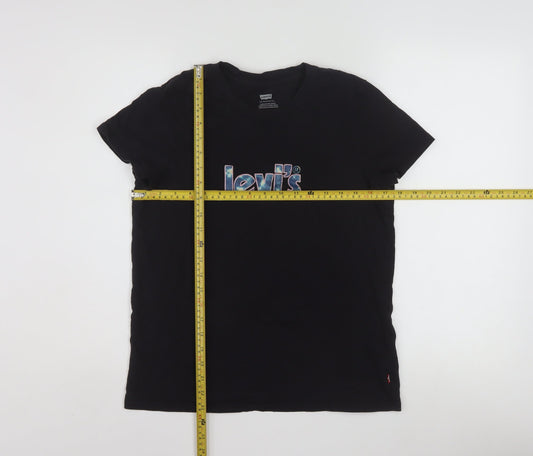 Levi's Women's Black Cotton Crew Neck Short Sleeve T-Shirt S