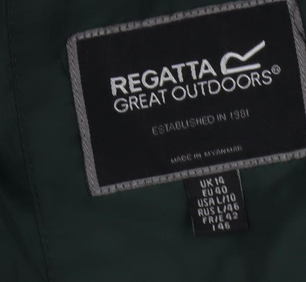 Regatta Women's Green Quilted Hooded Mid-Length Coat Size 14
