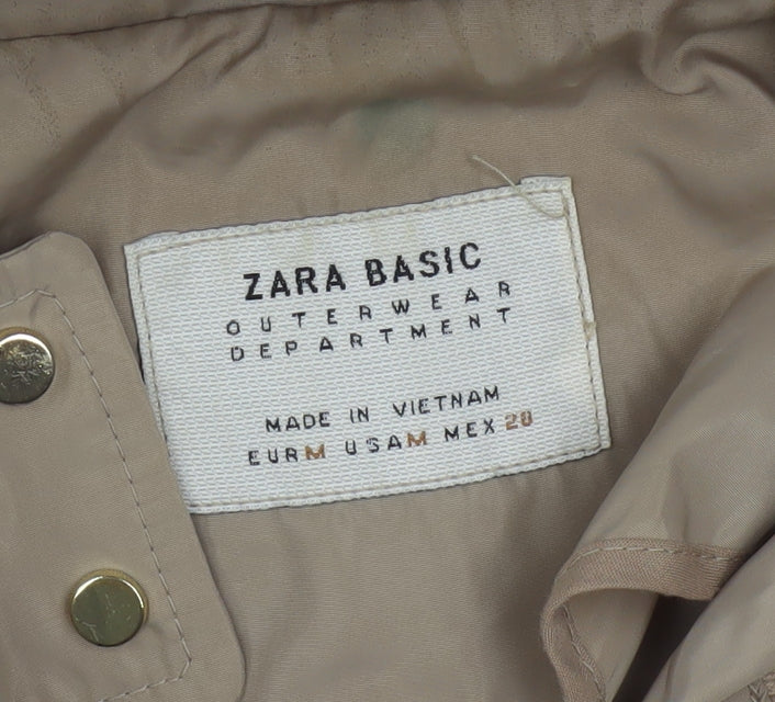 Zara Women’s Beige Hooded Anorak Jacket Size 12 with Drawstring Waist