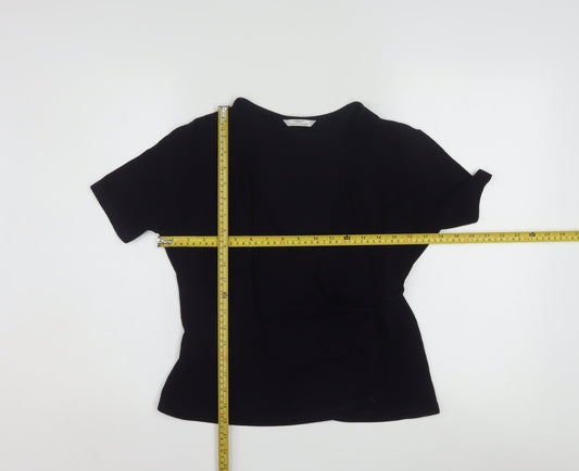 Marks and Spencer Women’s Dark Navy Wrap Blouse Size 14 V-Neck Jersey Top