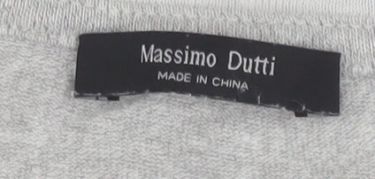 Massimo Dutti Men's Grey Linen Blend Short Sleeve Crew Neck T-Shirt L
