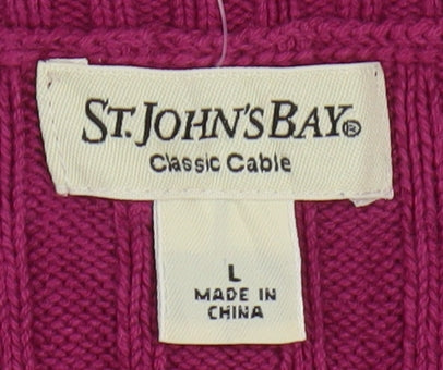 St. John’s Bay Women’s Purple Cable-Knit Wool Blend Jumper Size L