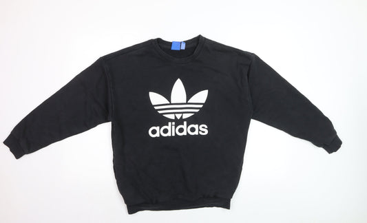 Adidas Mens Black Trefoil Logo Pullover Sweatshirt Size S