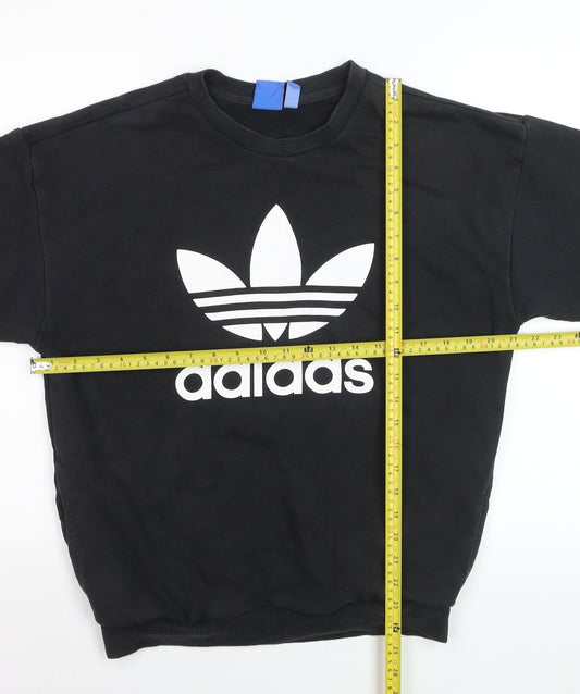 Adidas Mens Black Trefoil Logo Pullover Sweatshirt Size S