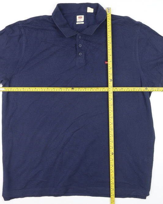 Levi's Men's Blue 2XL Cotton Short Sleeve Polo Shirt