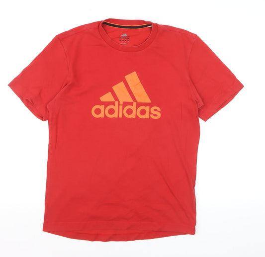 Adidas Men's Red Performance Essentials Logo T-Shirt Size S