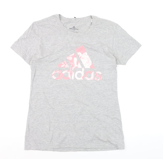 Adidas Womens Grey Amplifier Tee Short Sleeve T-Shirt Size S