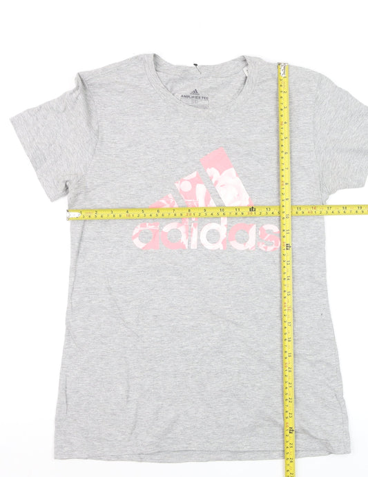 Adidas Womens Grey Amplifier Tee Short Sleeve T-Shirt Size S