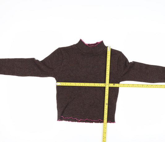 Beyond Retro Women Brown Wool Blend Mock Neck Jumper S