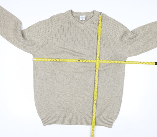 Columbia Men's Beige Cotton V-Neck Jumper XL Classic Fit