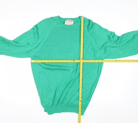Parkhurst Men's Green Cotton Crew Neck Jumper M Vintage Classic Knit