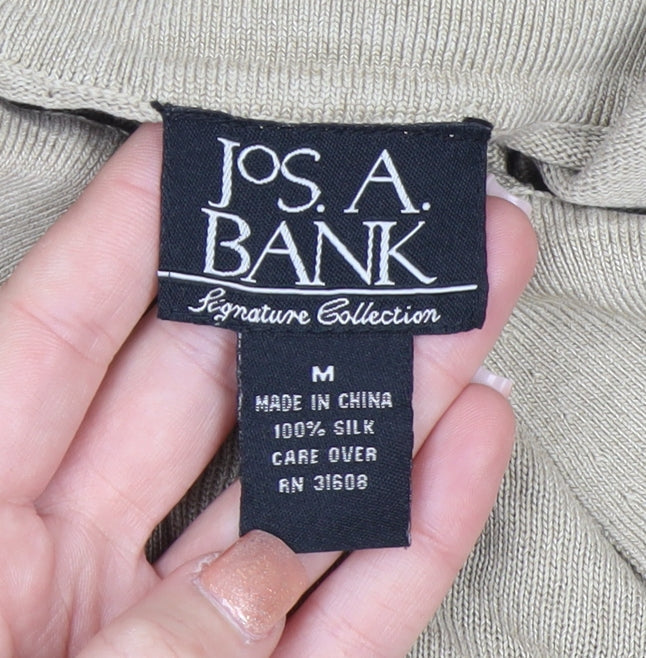 Jos. A. Bank Men’s Beige Silk Collared Henley Jumper M