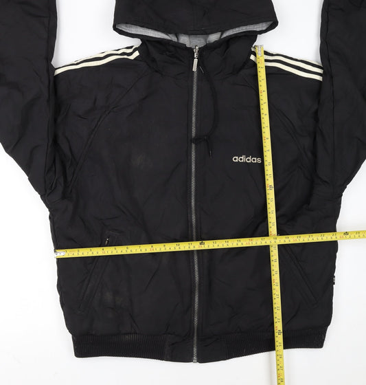 Adidas Men's Black L Hooded Full Zip Bomber Jacket 44in