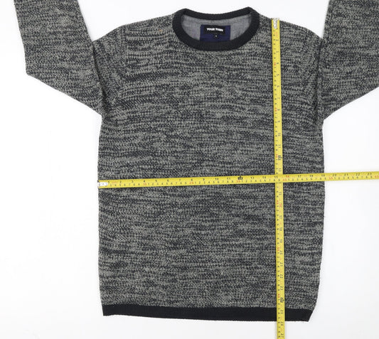 Your Turn Men's Grey Chunky Knit Acrylic Jumper Size S