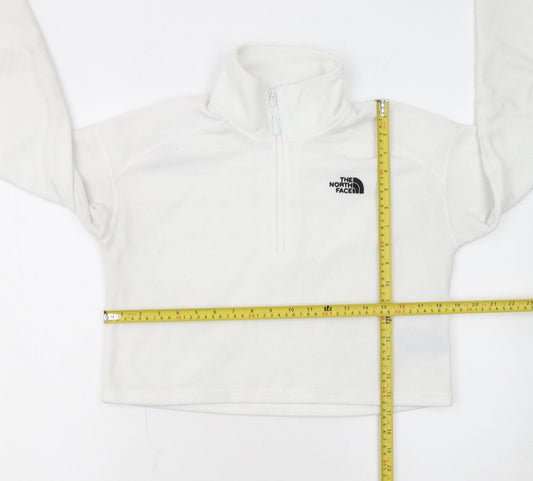 The North Face Womens White Fleece 1/2 Zip Pullover Sweatshirt Size S