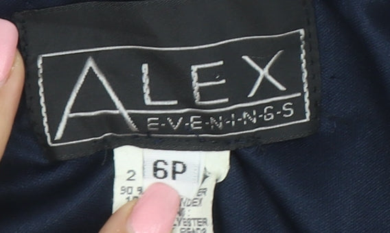 Alex Evenings Women's Blue Velvet Beaded Cropped Suit Jacket Size 6P