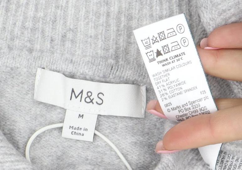 Marks and Spencer Women Grey M Cardigan Short Sleeve Button Knit