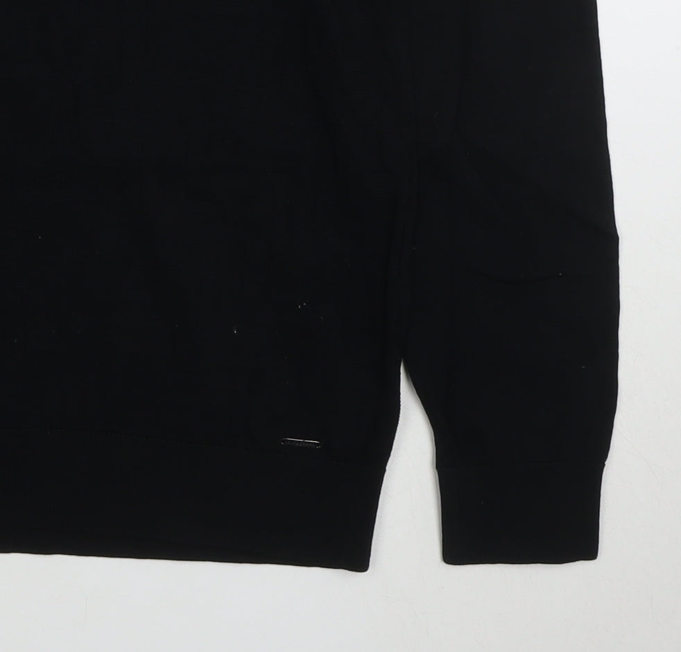 Marks and Spencer Autograph Mens Black Long Sleeve 1/4 Zip Polo L