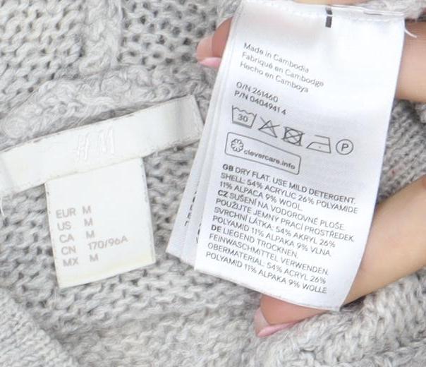 H&M Women’s Grey Hooded Wool Blend Knit Jumper Size 12 M