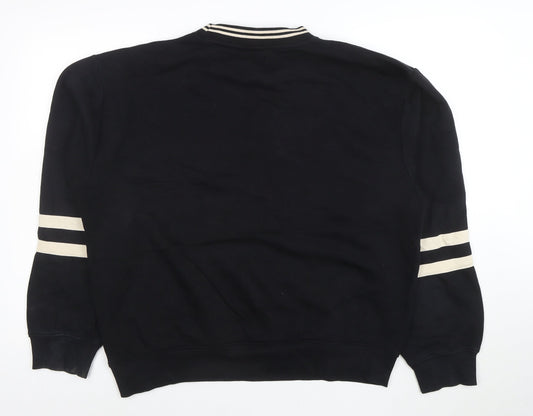 Ellesse Women Black Beige Stripe Crew Neck Sweatshirt UK14