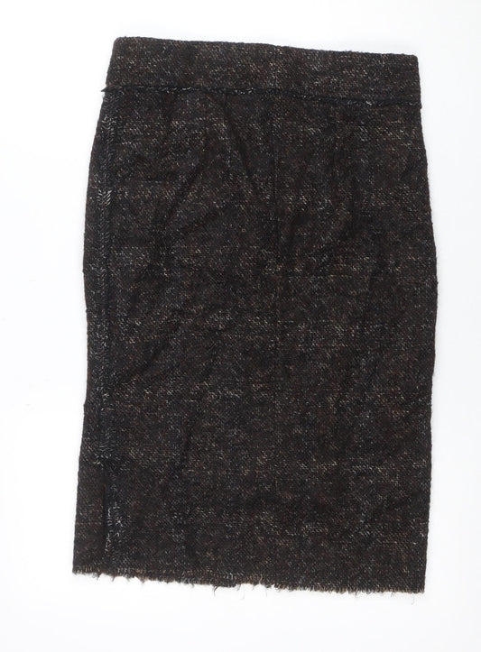 Additional front view of Zara Woman Brown Bouclé Check Chino Shorts, size L