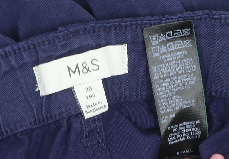 Marks and Spencer Women Blue Size 20 Long Cargo Trousers