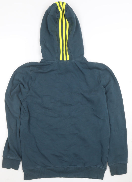 Adidas Boys Blue Hoodie Size 164 Pullover Hooded Sweatshirt