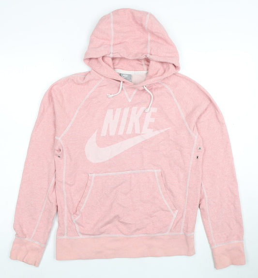 Nike Womens Pink Hooded Pullover Sweatshirt Small Cotton Sportswear