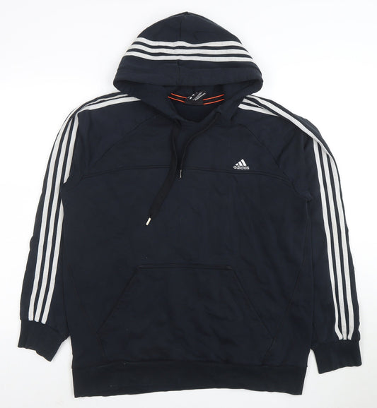 adidas Men's Black 2XL Pullover Hoodie with Logo and Drawstrings