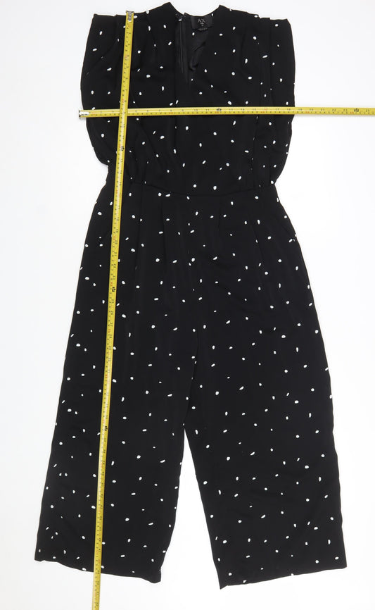 Armani Exchange Women’s Black Polka Dot Sleeveless Wide-Leg Jumpsuit Size 12