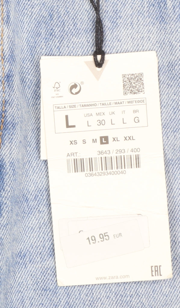 Zara Women Blue Denim Mini Skirt L High Rise Casual