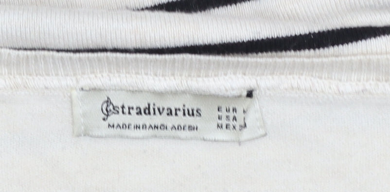 Stradivarius Women’s Multicoloured Striped Jumper Size 10 Crew Neck