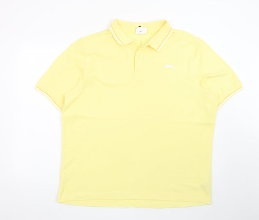 Slazenger Mens Yellow XL Polo Shirt Cotton Blend Sportswear