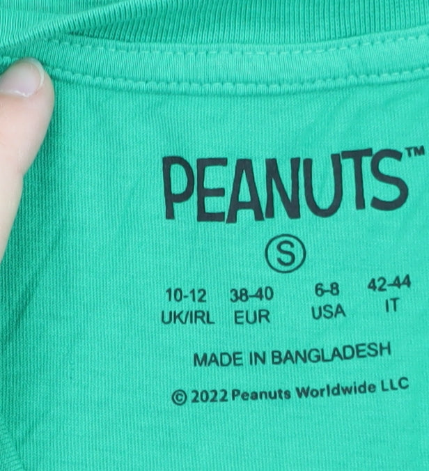 Peanuts Snoopy Men's Green Cotton Graphic T-Shirt Size S