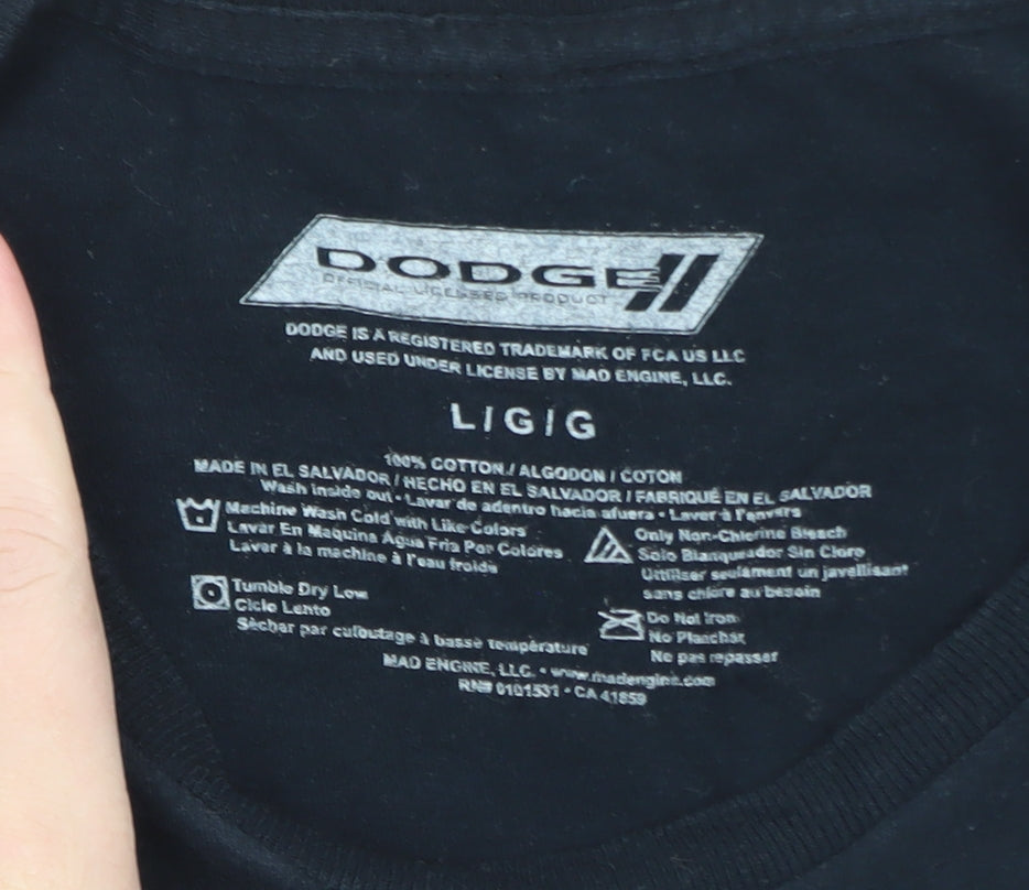 Dodge Men’s Black Racing Car Graphic Cotton T-Shirt Size L