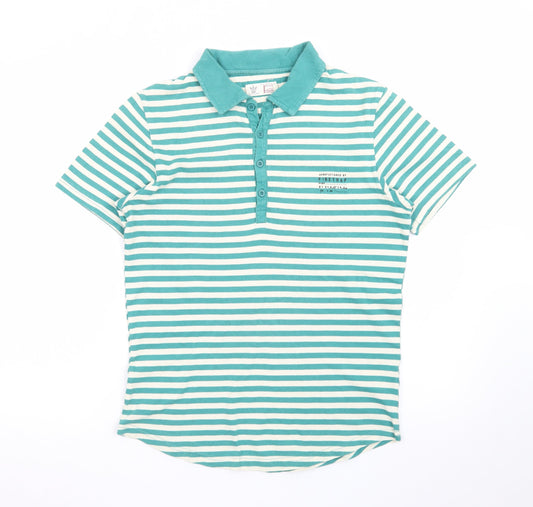 Firetrap Men's Green Striped Cotton Polo Shirt M