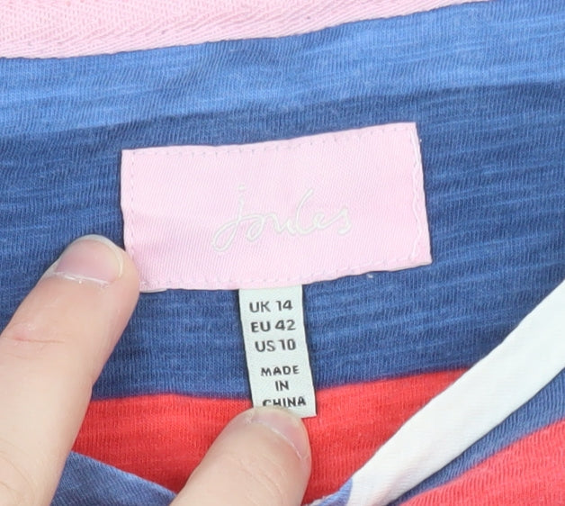 Joules Womens Multicoloured Striped Cotton T-Shirt UK 14