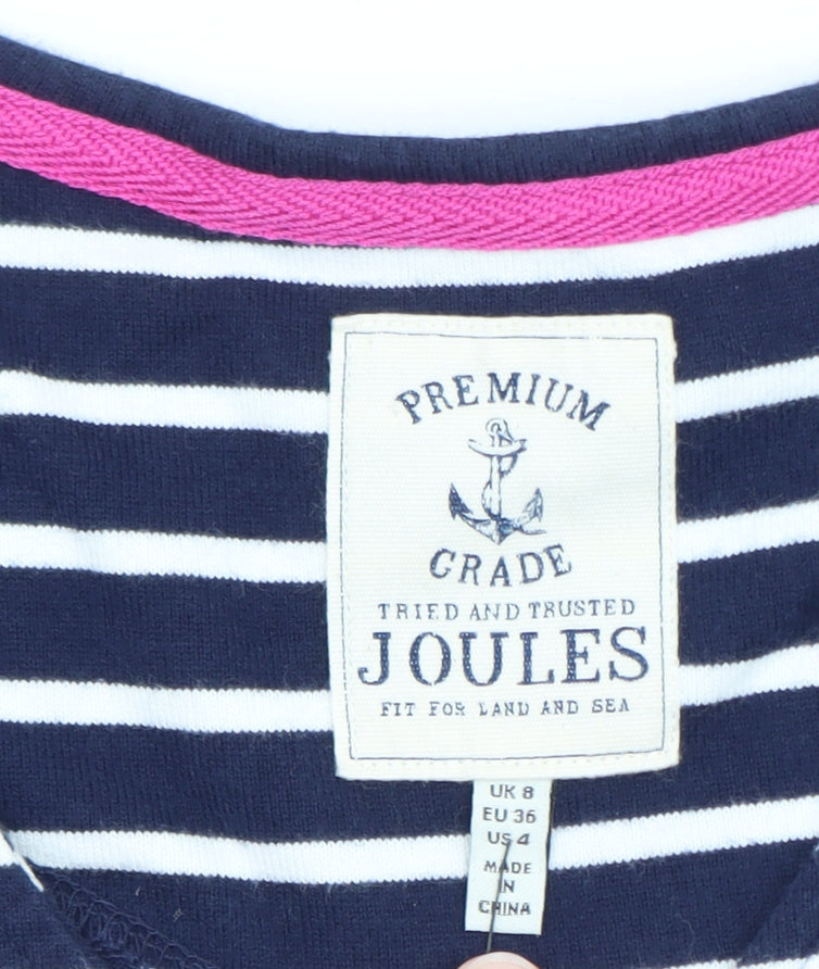 Joules Women Blue Stripe Cotton T-Shirt Dress Size 8